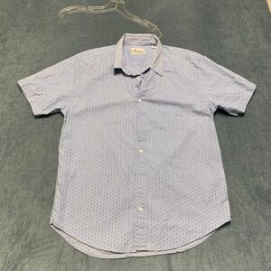California Shirt Mens Large Blue White Striped Short Sleeve Button-Up Casualwear